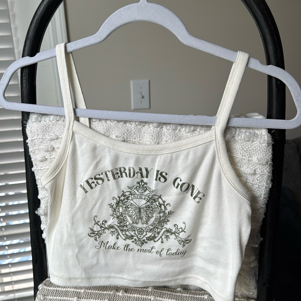 Cropped off white tank